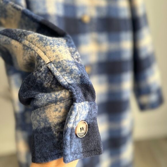 H&M Coat Shacket Long Jacket Plaid New - Picture 10 of 11